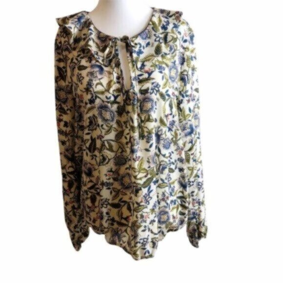 W5 Floral Ruffle Flouncy Romantic Cottagecore Blouse Large - Picture 1 of 9